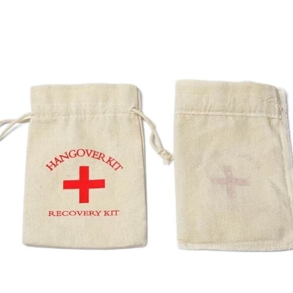 HANGOVER KIT - Linen Wedding or Party Favors. Set of 6. NWT - Picture 2 of 6